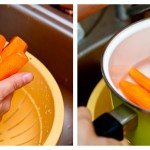 Spălăm morcovii şi îi punem într-o oală cu apă